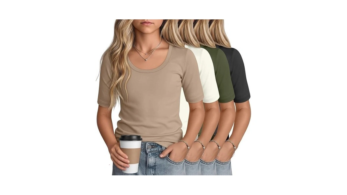 Lessonzoo 4 Pack Girls' Short Sleeve T Shirts Kids Summer