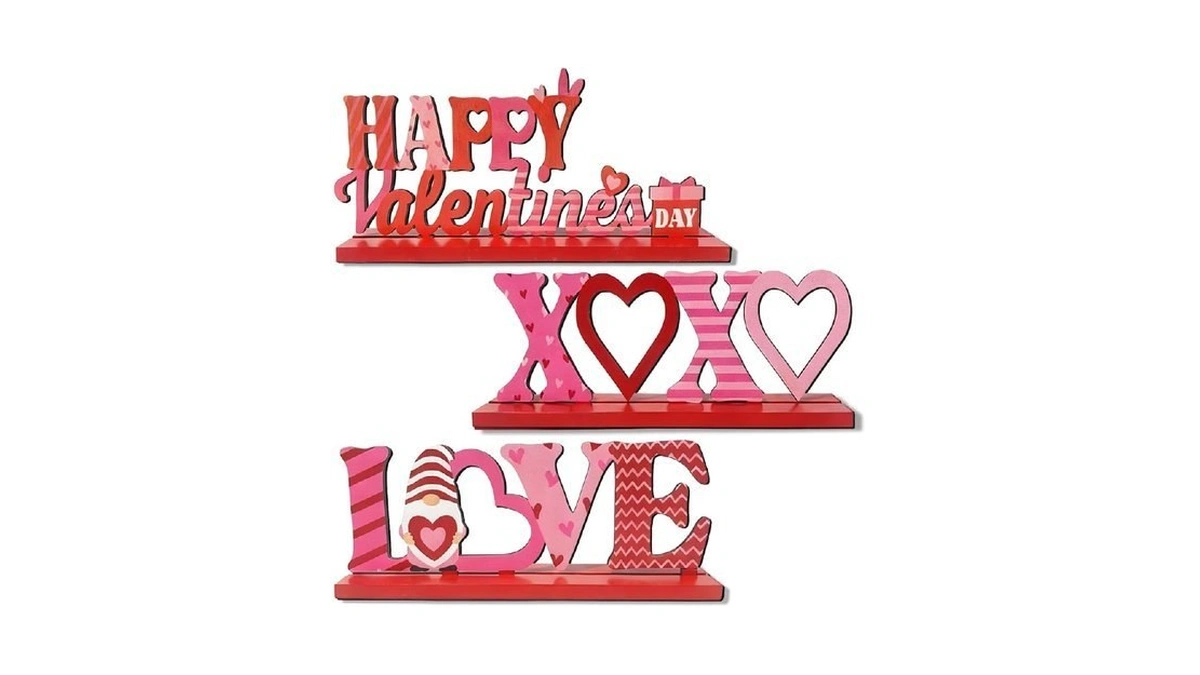 Valentine’s Day Decorations, 3 Pcs Valentine's Day Table Decorations, Love