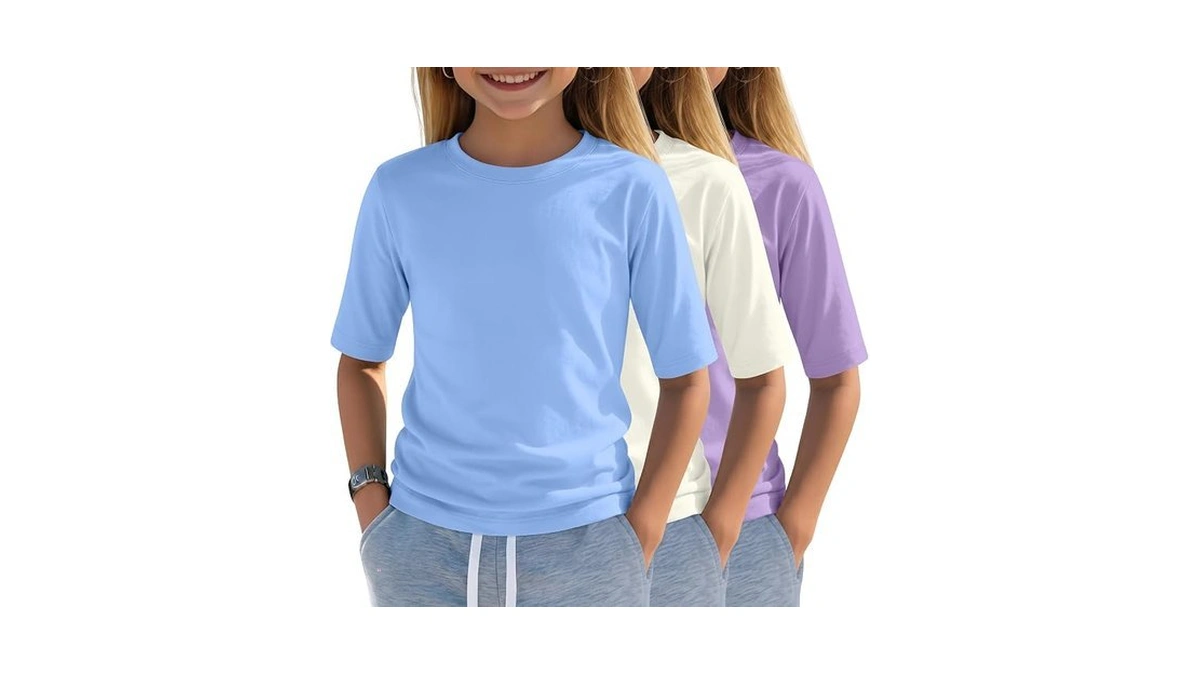 Oakgarden 3 Pack Girls Short Sleeve T Shirts Kids Summer