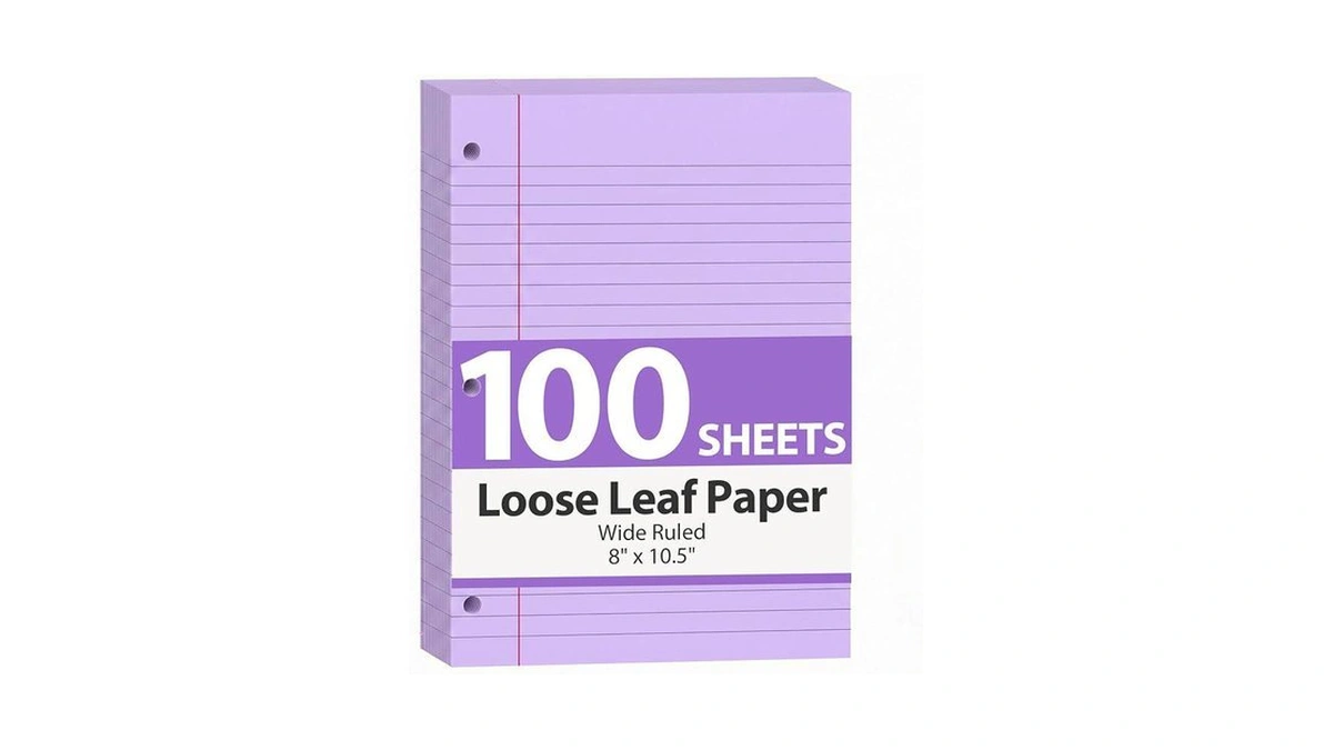 Hibox Loose Leaf Paper Wide Ruled, 100 Sheets 8"x10.5" 3-hole