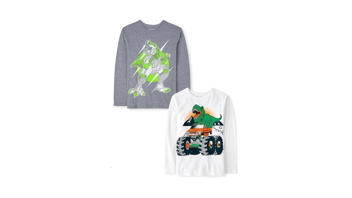 The Children's Place,boys,dino Long Sleeve Graphic T-shirts,multipacks,robo Truck 2-pack,x-large