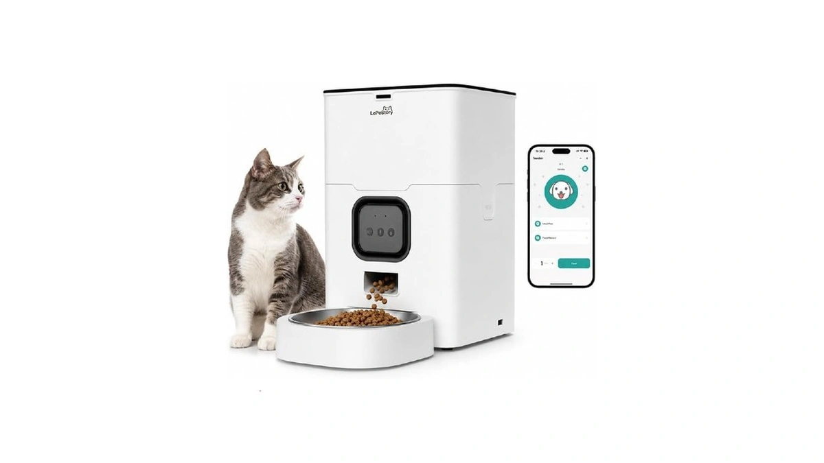 Lepestory Smart Automatic Cat Feeder With App Control, 4l Timed