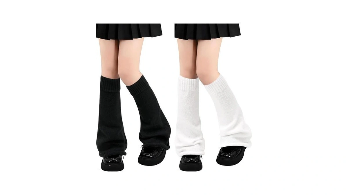 Fnmaoao 2 Pairs Leg Warmers White Black For Women Knee