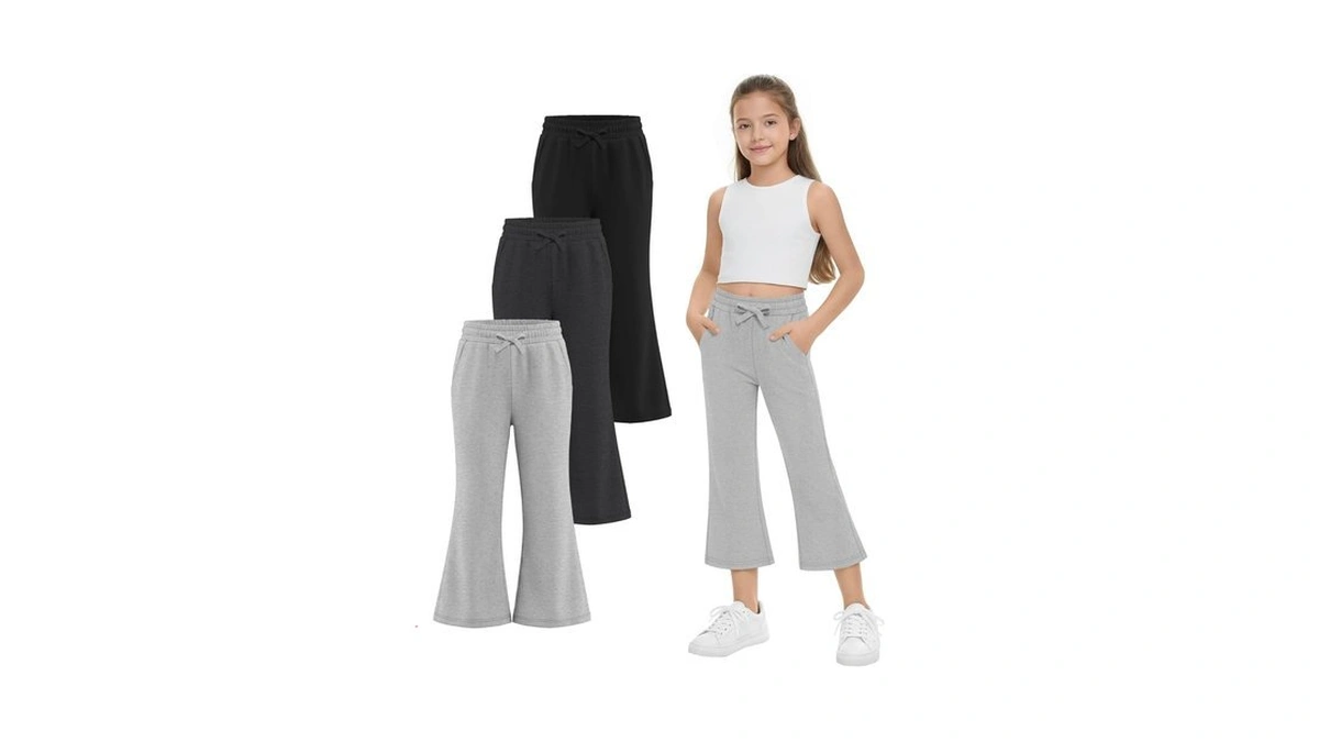 Lessonzoo 3 Pack Girls Flare Leggings Capri Flare Pants Teen