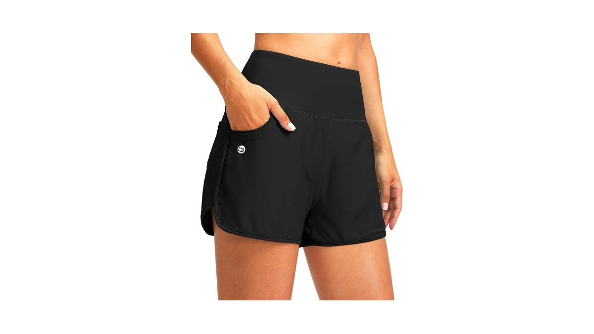 G Gradual Women's 3" High Waisted Swim Board Shorts With