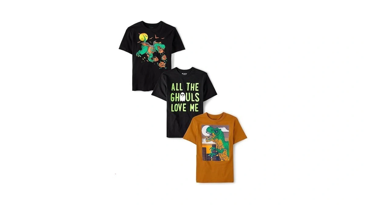 The Children's Place,boys,all Holidays Short Sleeve Graphic T-shirts,multipacks,ghouls/halloween Dino/dino City
