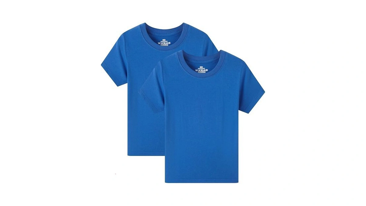 Huata Boys Short Sleeve Crewneck T-shirt Girls Tee 2 Packs(blue,4t)