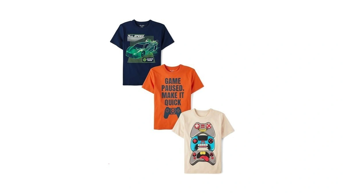 The Children's Place,boys,gamer Short Sleeve Graphic T-shirts,multipacks,all Speed/game Controller/paused 3-pack,x-small