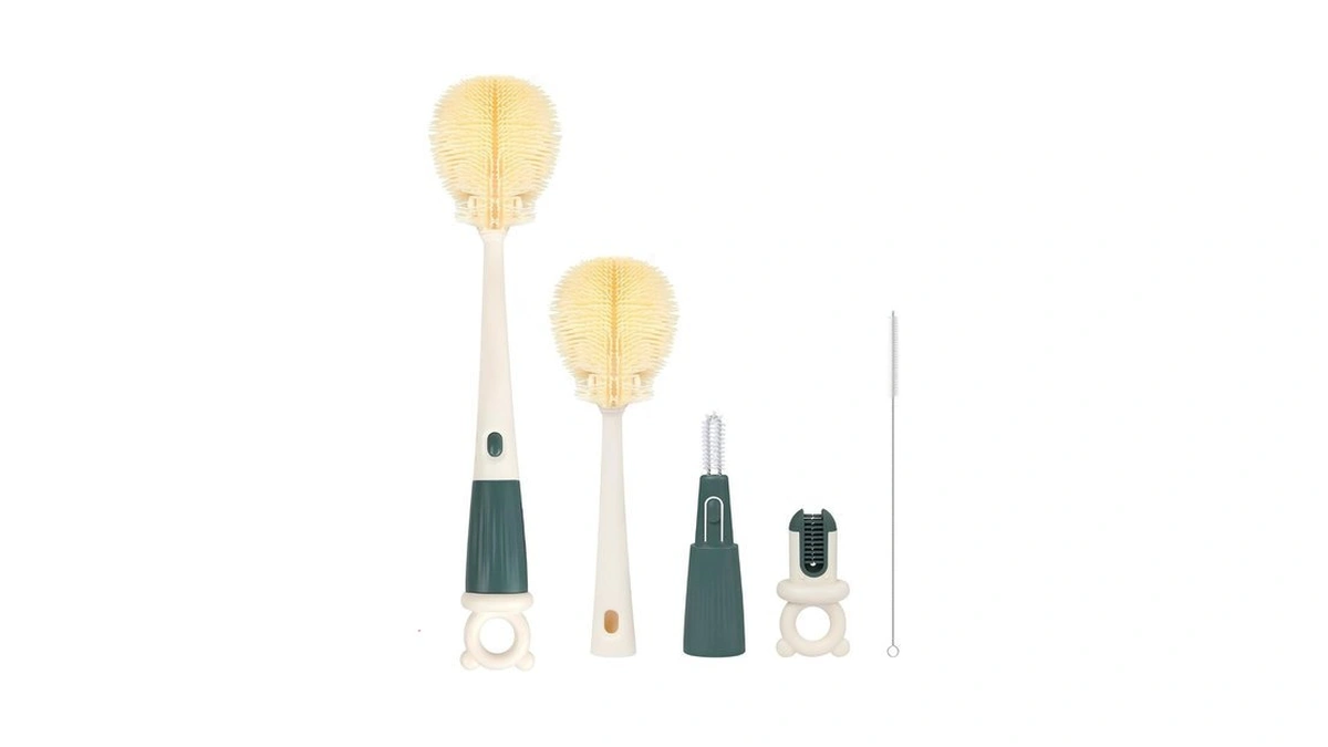 Furniplas Long Handle Bottle Cleaning Brush Set, 4-in-1 Silicone Baby