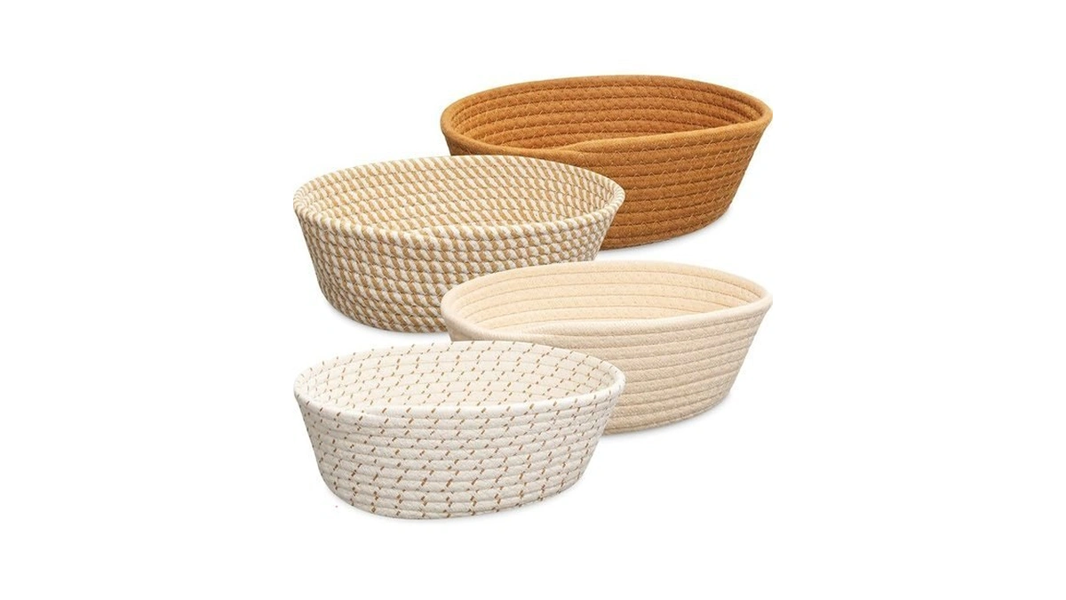 Silifine 4 Pcs Small Storage Cotton Rope Woven Baskets Boho