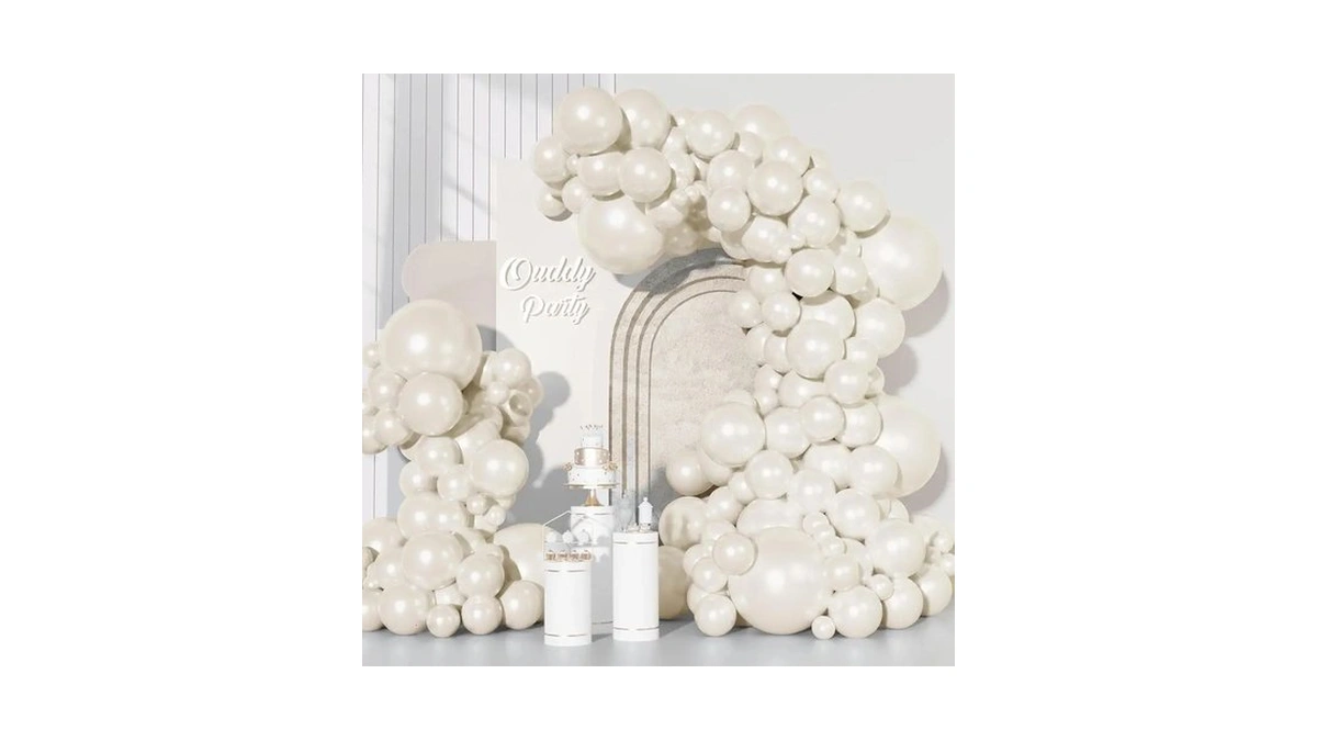 Ouddy Party 129pcs Pearl White Balloons Different Sizes 18 12