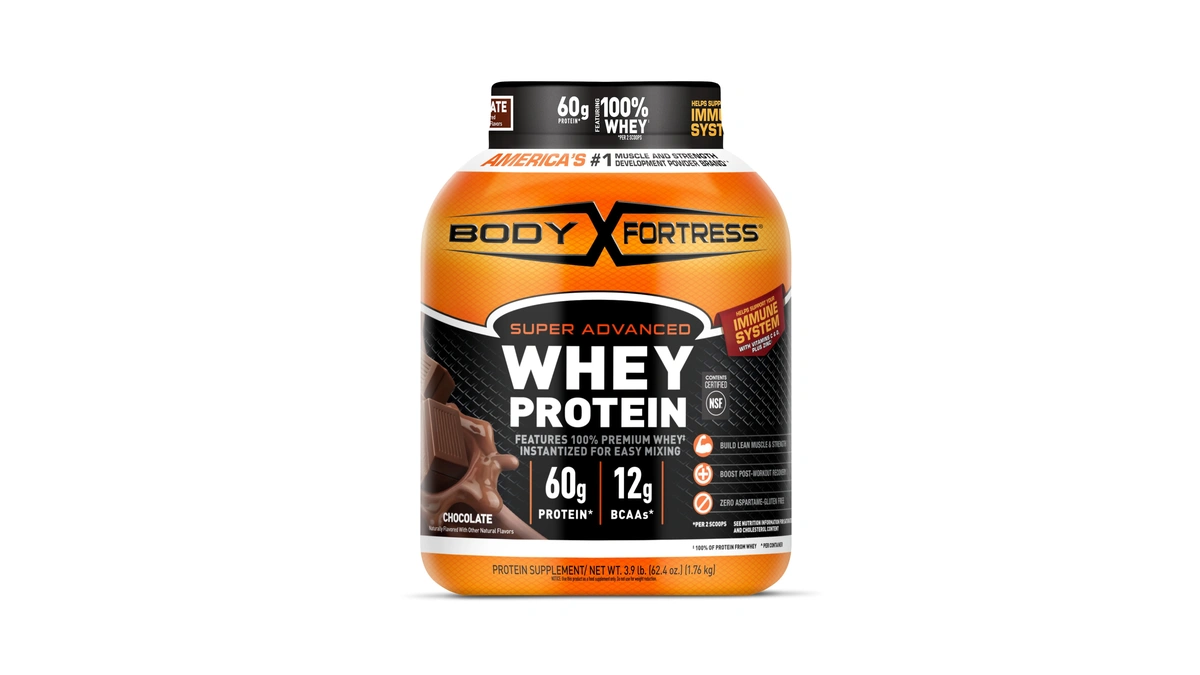 Body Fortress Super Advanced Whey Protein Powder, Chocolate, Immune Support