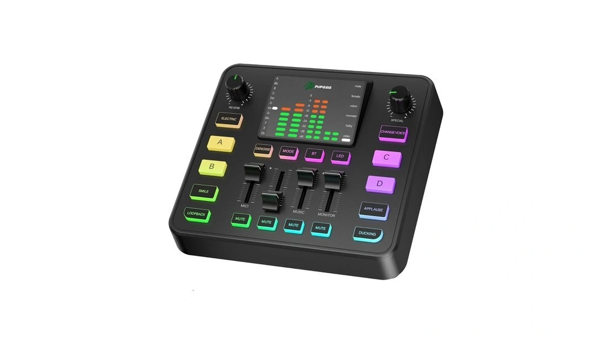 Pupgsis Gaming Audio Mixer, Audio Interface For Pc,1/4" Trs Dynamic