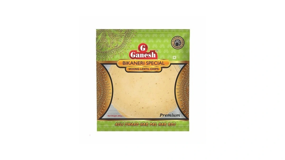 Ganesh Bikaneri Moong Lentil Papadum Chips, 15 Pcs -200g /7oz,
