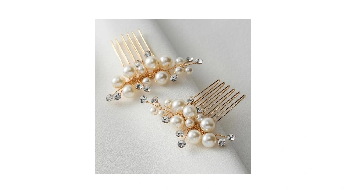 Sweetv Wedding Bride Pearl Hair Side Comb Rhinestone Hair Clips