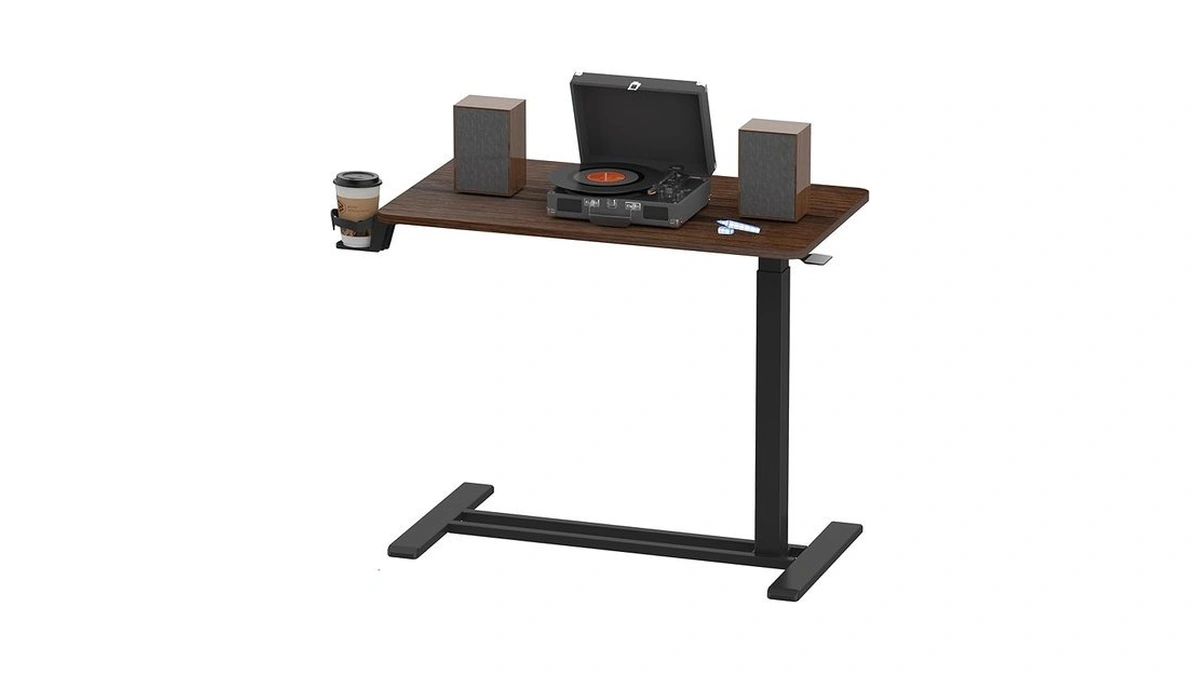 Flexispot Medical Adjustable Overbed Bedside Table With Wheels Pneumatic Mobile