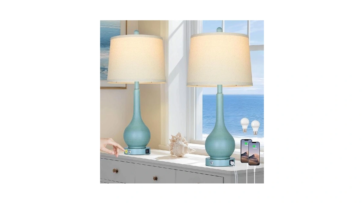 Luxeflow 26" Farmhouse Table Lamps For Living Room Set Of