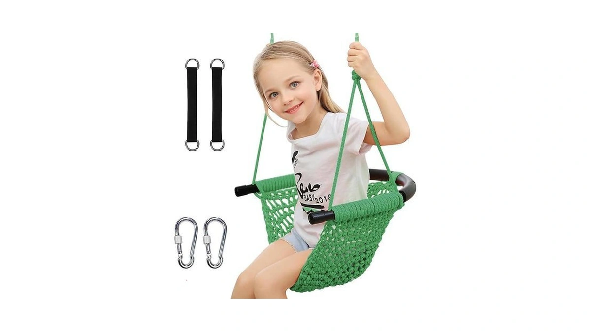 Ropecube Hand-knitting Toddler Swing, Swing Seat For Kids With Adjustable