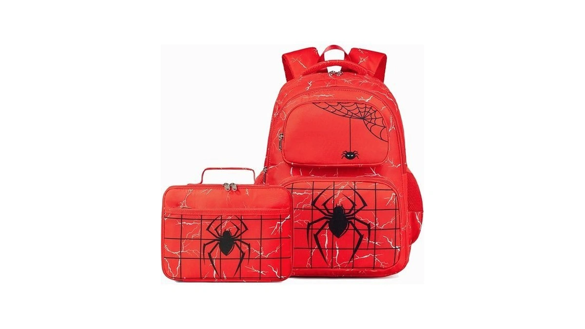 Auivty Kids Backpack Boys Spider Backpack With Lunch Box Kindergarten