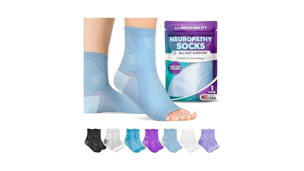 Braceability Neuropathy Socks (pair) - Peripheral Neuritis Compression Diabetic Toeless