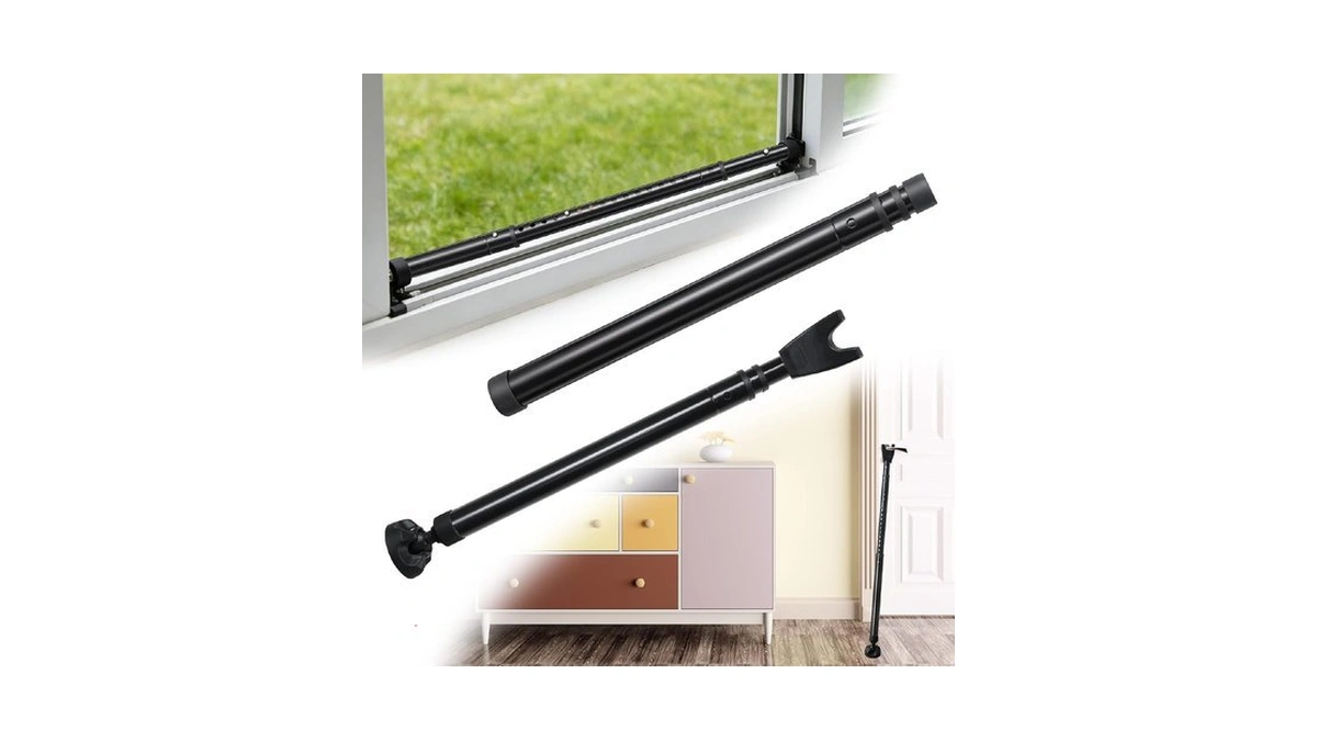 Sliding Door Secruity Bar - Door Stoppers,2 Interchangeable Head,17-46” Length