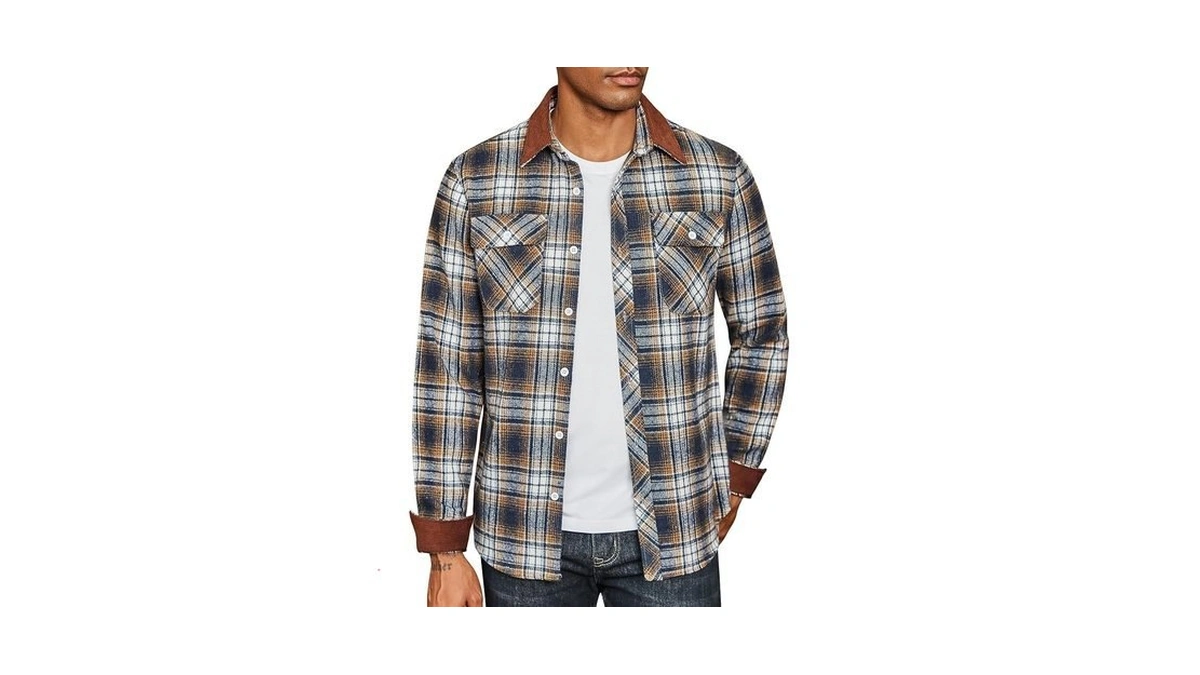 Coofandy Flannel Jacket For Men Casual Button Down Shirts Jacket
