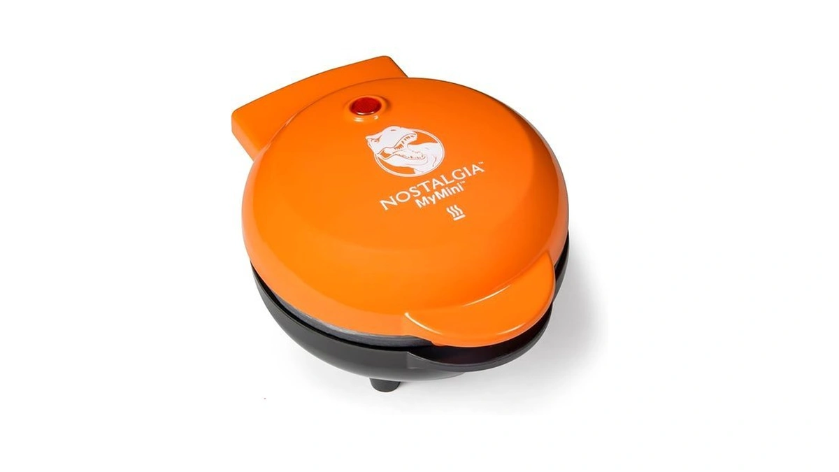 Nostalgia Mymini Dinosaurs Shape Electric Waffle Maker, 5-inch Non-stick Griddle