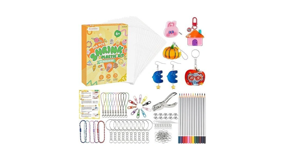Ecoofor 198pcs Shrink Plastic Kit With 20 Shrink Sheets, Hole