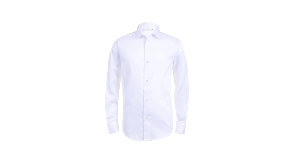 Calvin Klein Boys' Long Sleeve Sateen Dress Shirt, Button-down Style