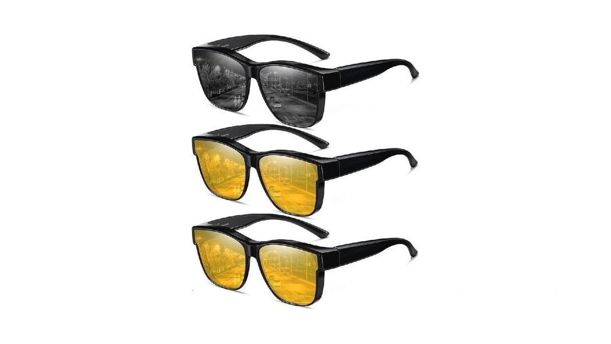 Wzerry Night Driving Glasses Polarized, Night Vision Over Glasses Sunglasses