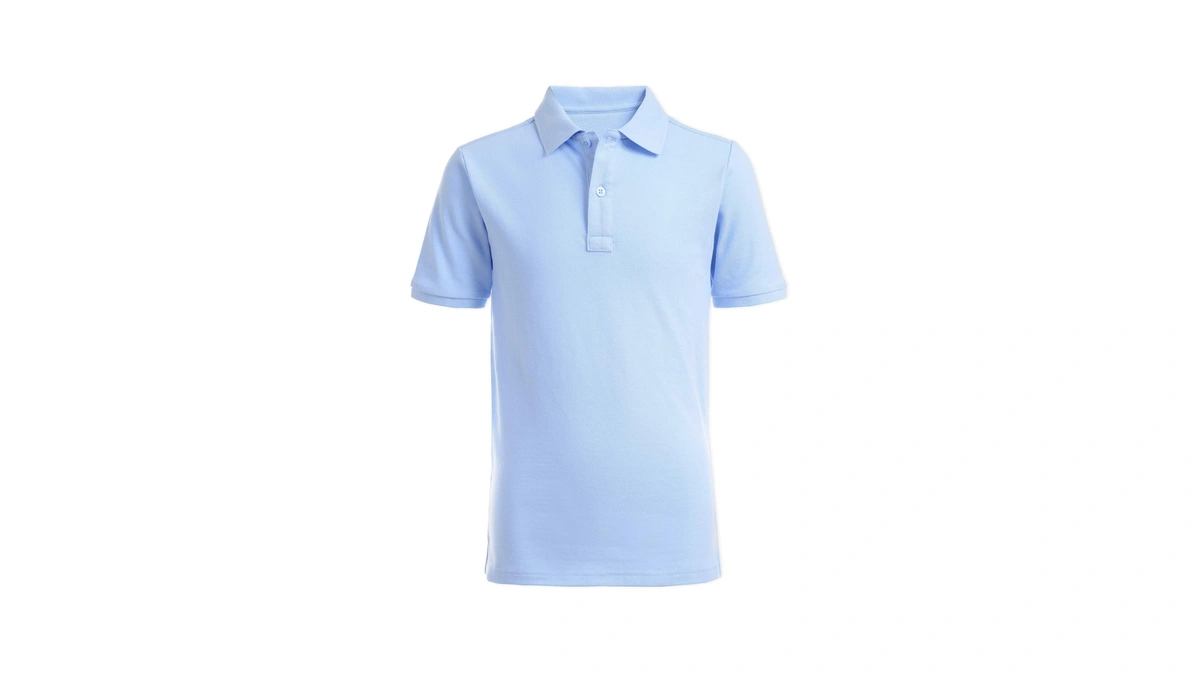 Nautica Boys' School Uniform Short Sleeve Pique Polo, Light Blue,