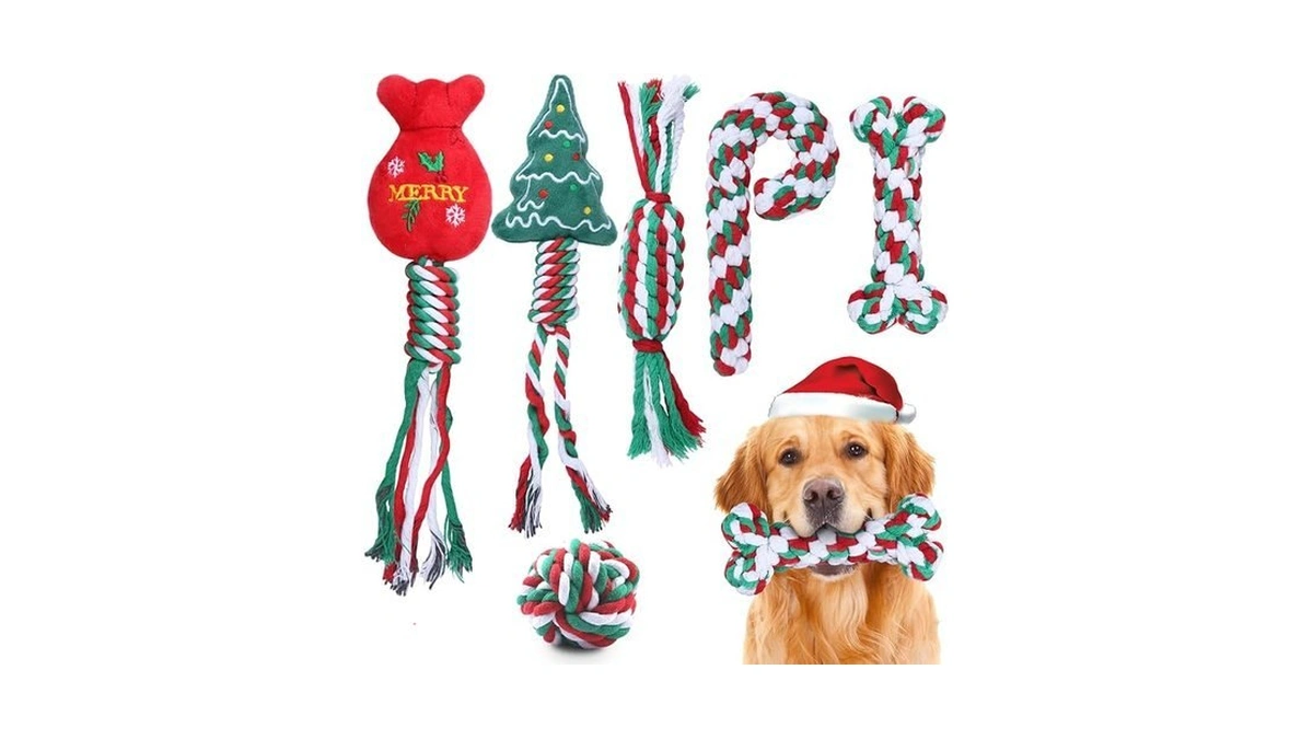 Weocar 6 Pack Christmas Dog Rope Toys, Chew Rope Toy