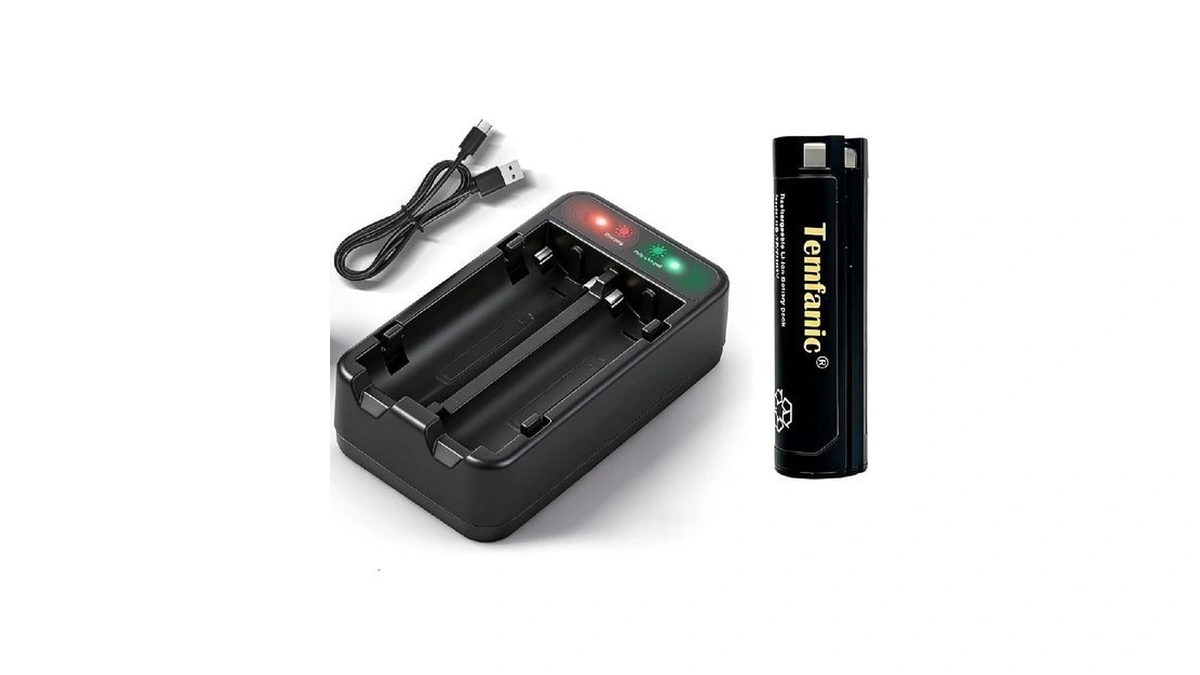 Charging Station With Replacement Battery For Headlamp & Flashlight Battery