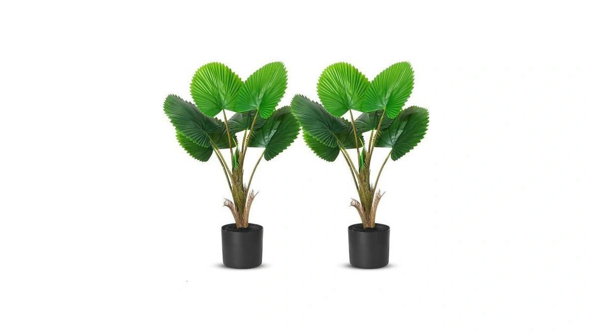 Giegxin 2 Pack Artificial Fan Palm Tree 2.36 Ft Tall