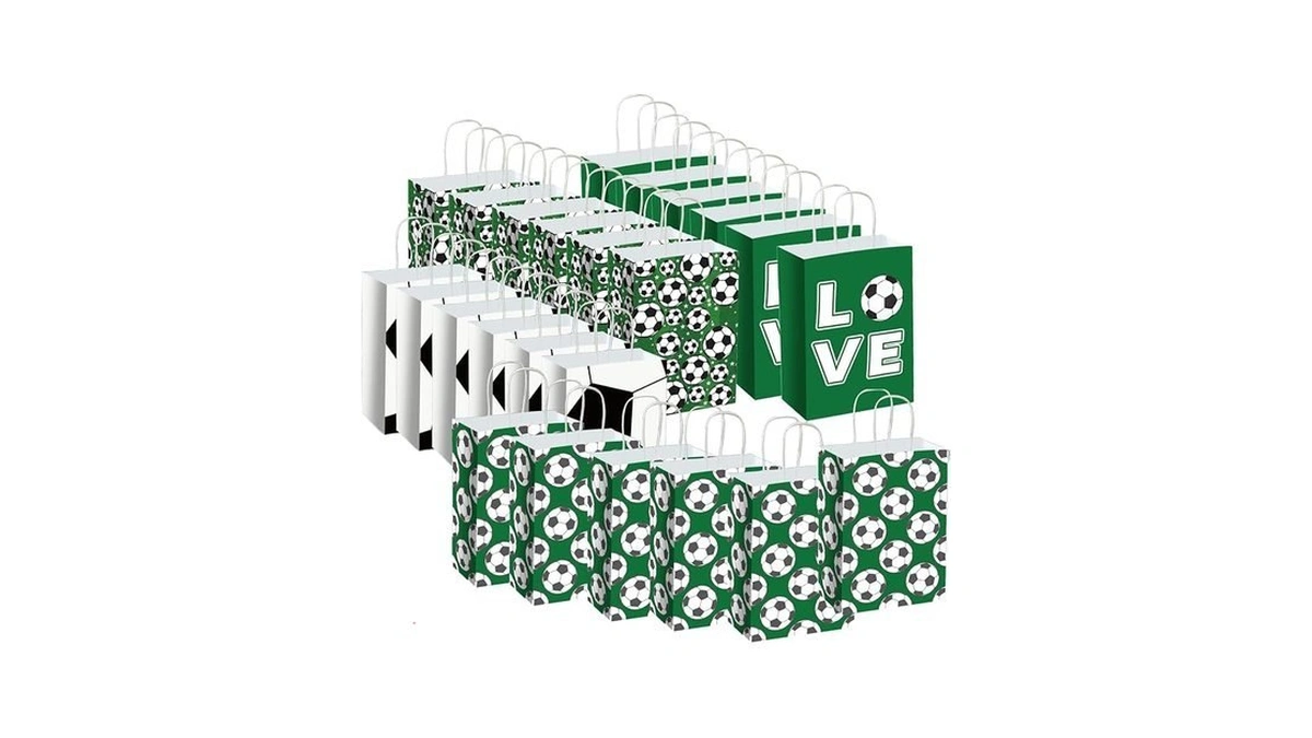 24pcs Soccer Party Favor Bags, Mixed 4 Soccer Designs Gift