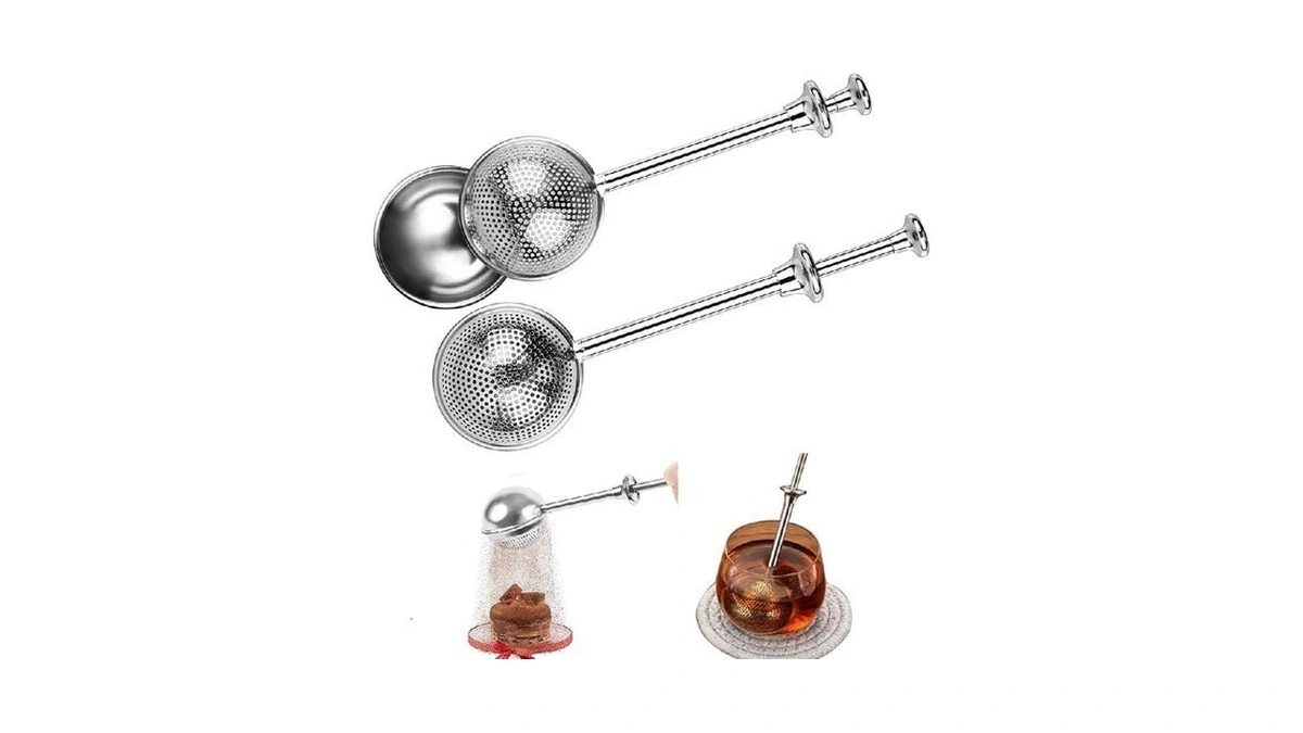 2pcs Stainless Steel Loose Tea Leaf Steeper&sugar Shaker Duster Sifter