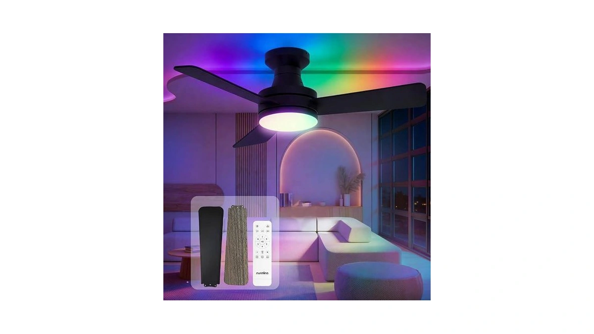 Nurmina Nurmina 42 Inch Ceiling Fan With Lights, Rgb Flush