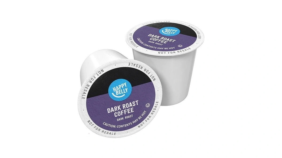 Amazon Brand - Happy Belly Dark Roast Coffee Pods, Compatible