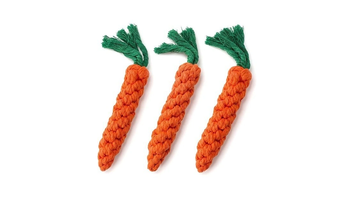 Bisector Carrot-shaped Cotton Rope Dog Chew Toys For Puppies, Orange