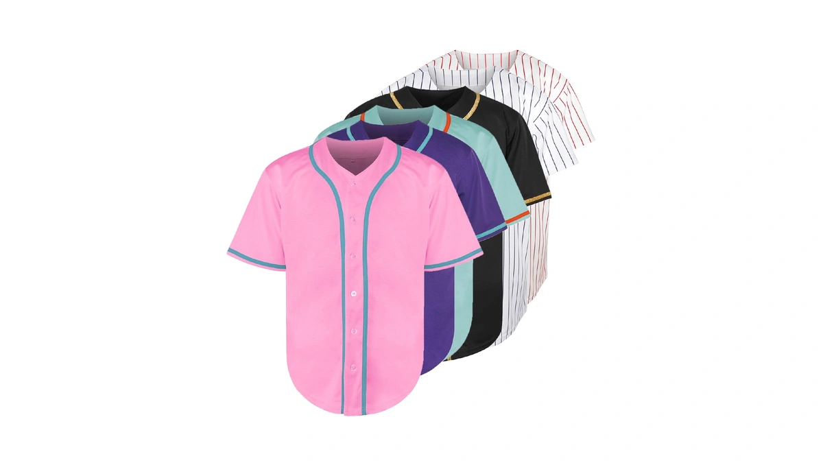 Blank Baseball Button Down Jersey Plain Short Sleeve Hipster Hip
