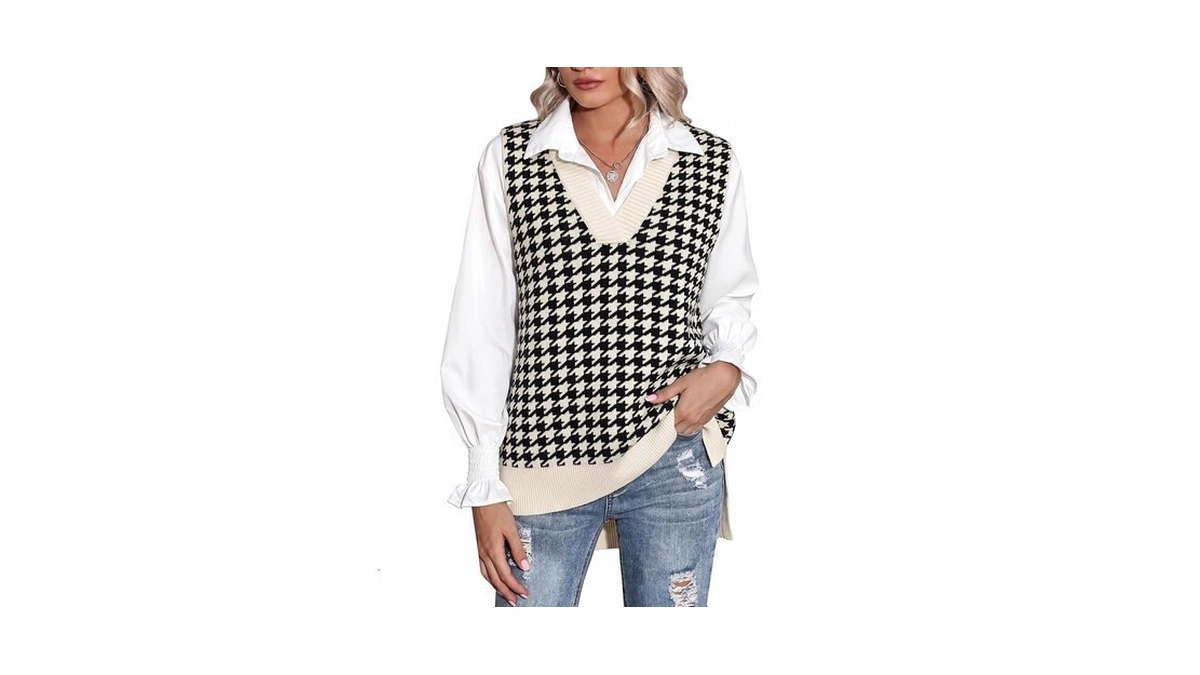 Zeagoo Women's Sweater Vests Sleeveless Casual V Neck Oversized Pullover