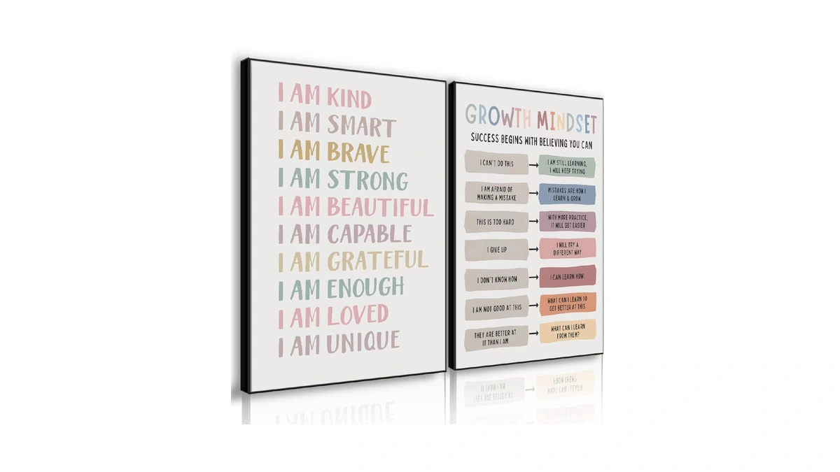 Qgnbgbj 2 Pcs Positive Affirmations Wall Decor Growth Mindset Canvas