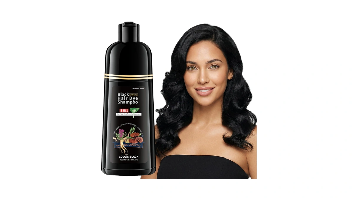 His&herchoice Black Hair Dye Shampoo, 3-in-1 Hair Color For Gray