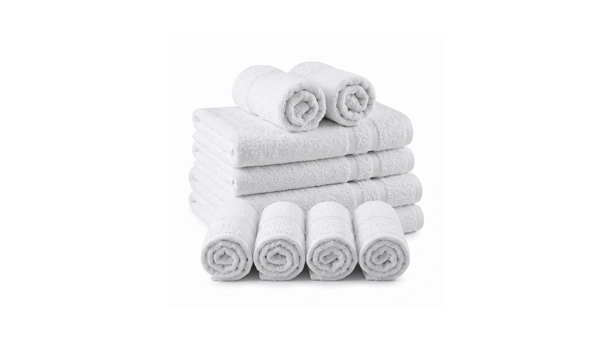 100% Cotton Towel Set For Bathroom - 10-piece Popcorn Texture