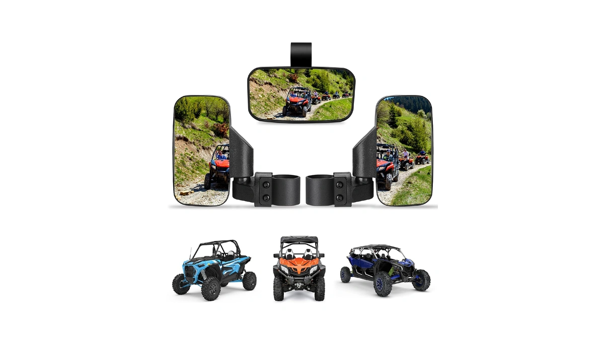 Kemimoto Utv Side Mirrors And Center Mirror With 1.6" To