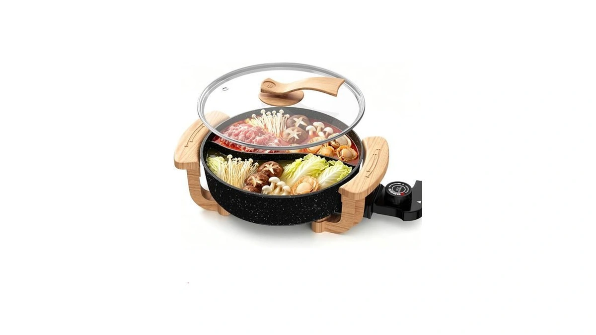 Tempowavez 6l Electric Hot Pot Dual Sided, Handles-wood Pattern