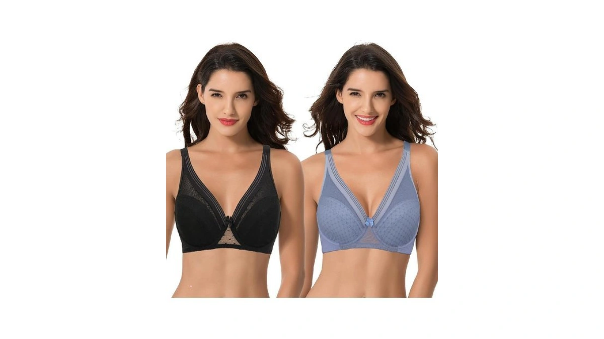 Curve Muse Women's Plus Size Unlined Minimizer Full Coverage Mesh