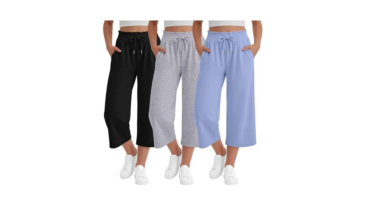 Lessonzoo 3 Pack Girls' Capris Teen Wide Leg Capri Pants