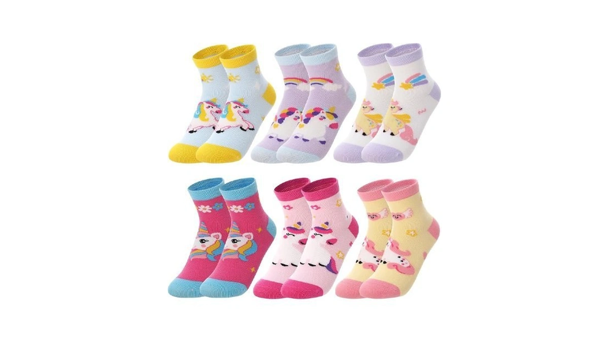 Scenicamp 6 Pack Kids Athletic Crew Socks 9-12 Years Blue