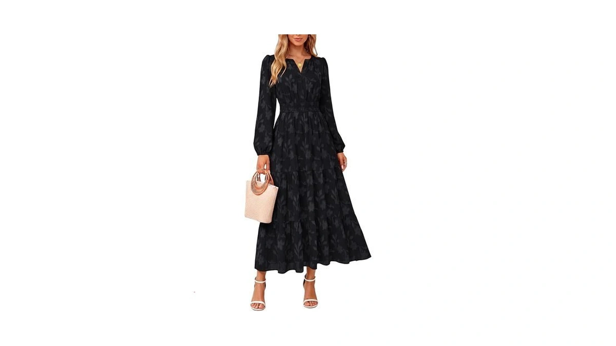 Womens Long Sleeve Maxi Fall Wedding Guest Dresses With Pockets,